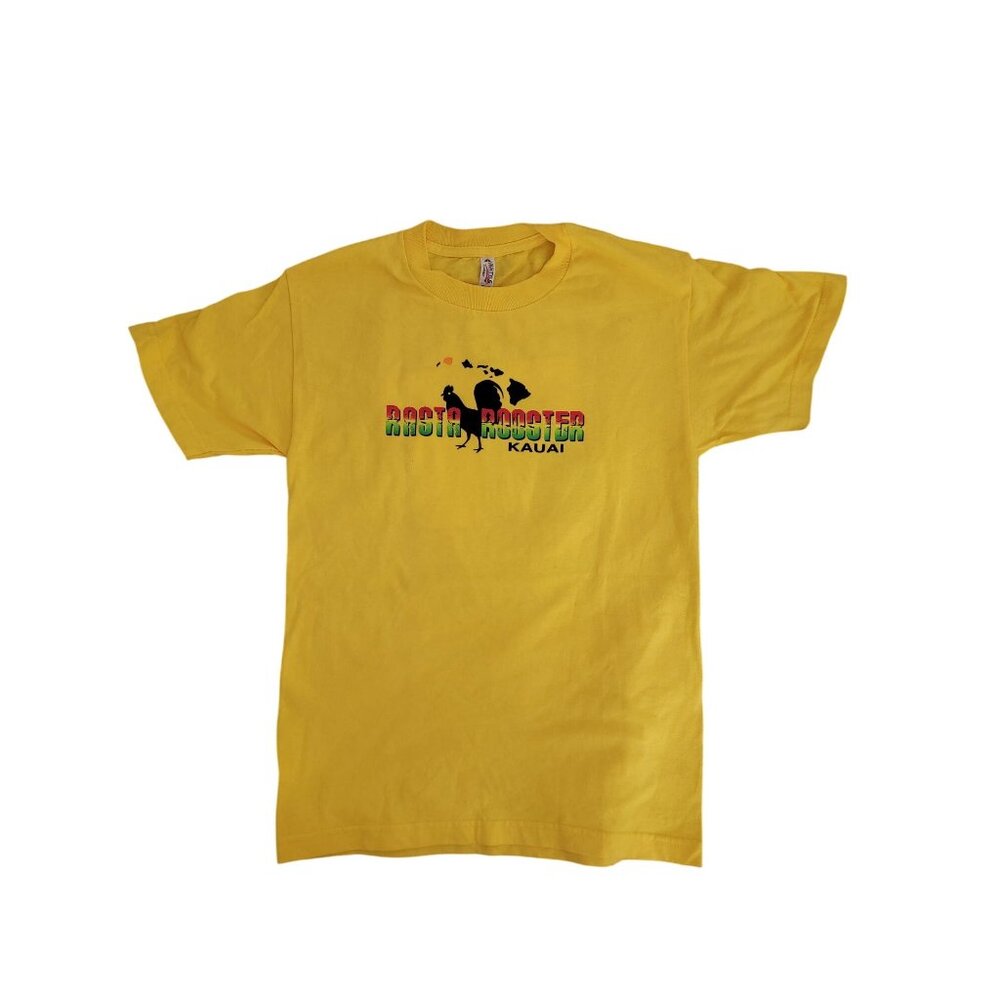 Rasta Rooster Kauai Yellow T-Shirt S Alstyle 100% Cotton Made In Mexico